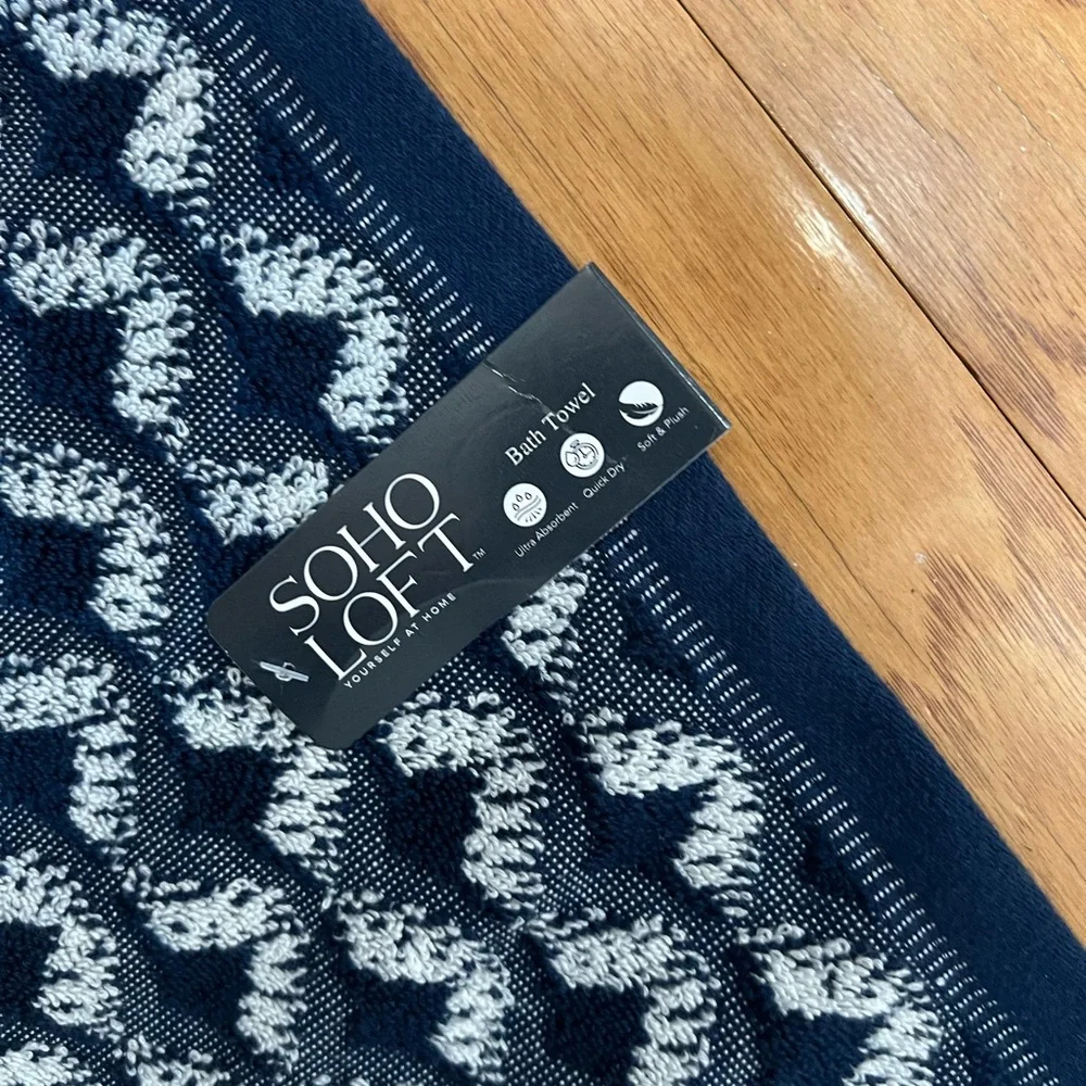 Soho Loft Blue Patterned towel. Set of two.